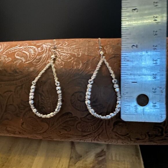 Silver Teardrop Earrings with Beads - Picture 3 of 4
